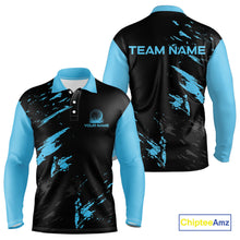 Load image into Gallery viewer, Black and Blue Golf polo shirts For Men Custom name mens golf outfits, gifts for golf lovers NQS10019