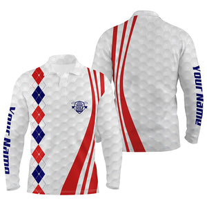 Mens golf polo shirts custom red, white and blue argyle golf ball skin patriot golf gifts for men NQS5825