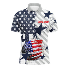 Load image into Gallery viewer, Red, white and blue American Flag Mens Golf Polo Shirt Custom patriotic golf attire for men NQS8562