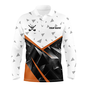 Black and White Triangle pattern Men golf polo shirt custom best mens golf tops | Orange NQS8805