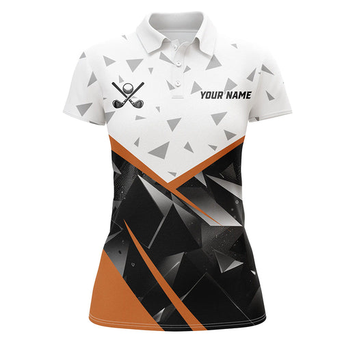 Black and White Triangle pattern Womens golf polo shirt custom ladies golf tops | Orange NQS8805