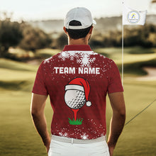 Load image into Gallery viewer, Red Christmas Golf Ball snowflake Men&#39;s Golf Polo shirts Custom Xmas Team Golf Outfits NQS10950