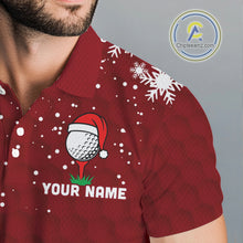 Load image into Gallery viewer, Red Christmas Golf Ball snowflake Men&#39;s Golf Polo shirts Custom Xmas Team Golf Outfits NQS10950