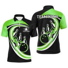 Load image into Gallery viewer, Black and Green Bowling Polo, 1/4 Zip Shirt For Men Custom Bowling Team League Jersey, Gift For Bowler NQS9043