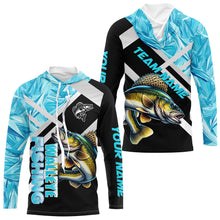Load image into Gallery viewer, Personalized Blue Ice camo Walleye Ice Fishing Shirts Custom Team Walleye Long Sleeve Fishing Jersey NQS9286