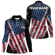 Load image into Gallery viewer, Smoke American Flag Black Bowling Camo shirts for Women Custom patriotic Team bowling jersey NQS9779