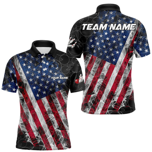 Smoke American Flag Black Bowling Camo shirts for men Custom patriotic Team bowling jersey NQS9779