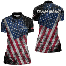 Load image into Gallery viewer, Smoke American Flag Black Bowling Camo shirts for Women Custom patriotic Team bowling jersey NQS9779