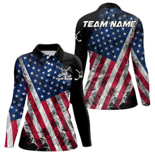 Load image into Gallery viewer, Smoke American Flag Black Golf Polo shirt for Women Custom patriotic Team golf uniform jersey NQS9780