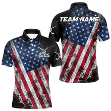 Load image into Gallery viewer, Smoke American Flag Black Golf Polo shirt for men Custom patriotic Team golf uniform jersey NQS9780