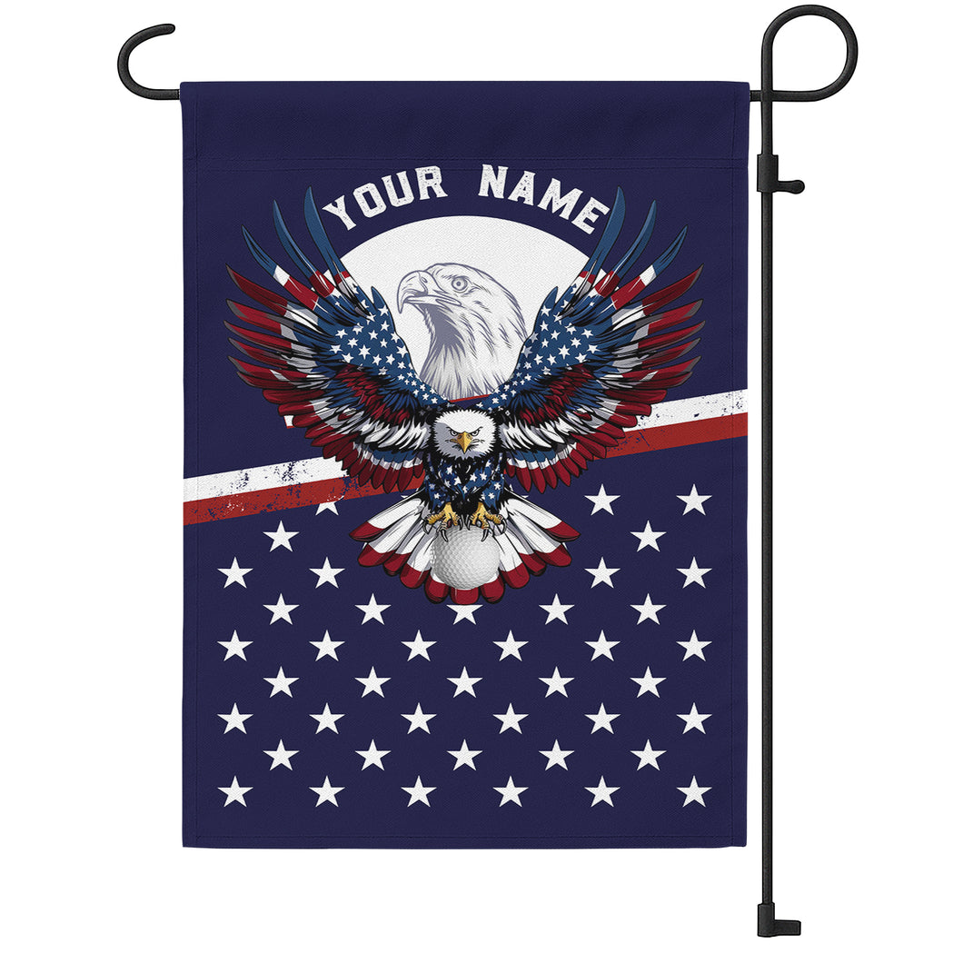 Red, white, and blue American flag Eagle patriotic Custom name Golf Garden Flag, unique golf gifts NQS9907