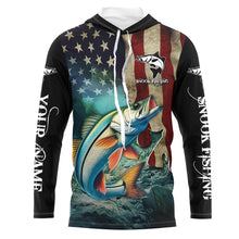 Load image into Gallery viewer, Snook Fishing 3D American Flag Patriotic Customize name Sun protection long sleeve fishing shirts NQS513