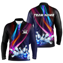Load image into Gallery viewer, Colorful Lights Bowling Team jerseys Custom Bowling Polo, Quarter Zip Shirt For Men, gift for bowlers NQS7939