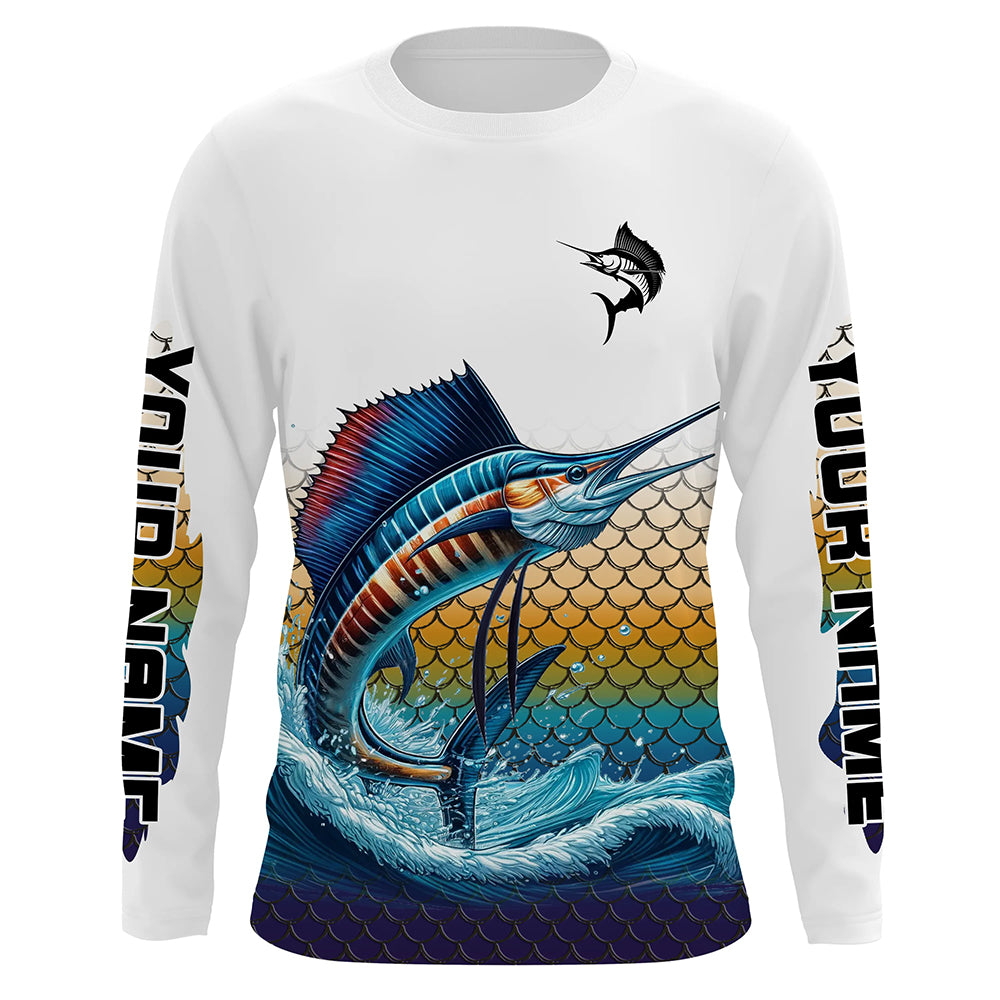 Sailfish Fishing jerseys, Sailfish scales Custom UV protection Long Sleeve Performance Fishing Shirts NQS6015