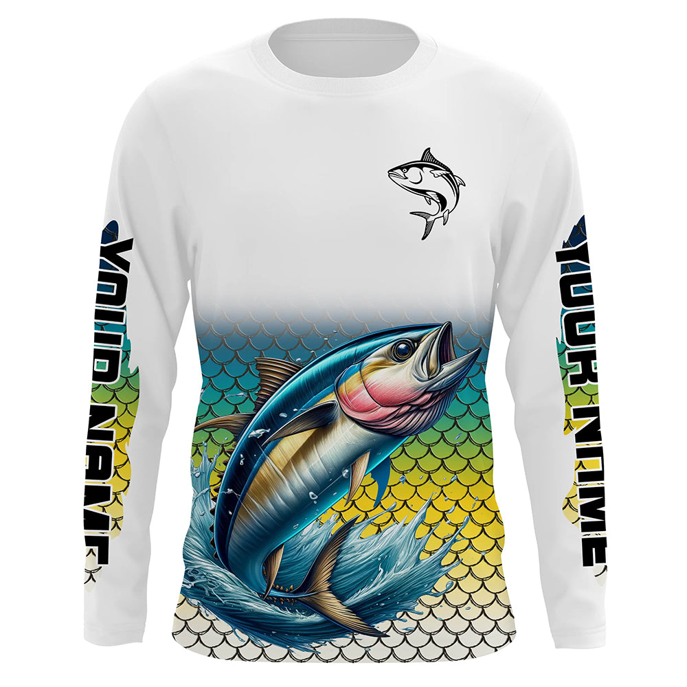 Personalized Tuna Fishing jerseys, Tuna scales UV protection Long Sleeve Performance Fishing Shirts NQS6016