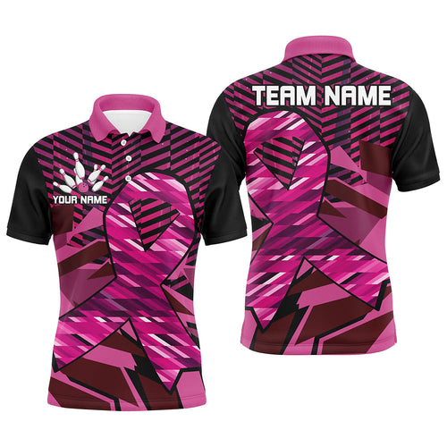 Breast Cancer Awareness black and Pink ribbons custom Bowing Shirts For Men, team bowling jerseys NQS8126