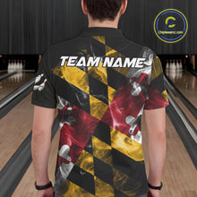 Load image into Gallery viewer, Smoke Maryland Flag Black Bowling Polo, 1/4 Zip shirt for men Custom patriotic Team bowling jersey NQS10322