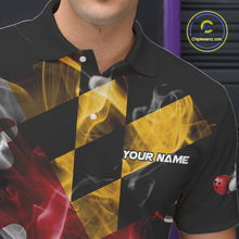 Load image into Gallery viewer, Smoke Maryland Flag Black Bowling Polo, 1/4 Zip shirt for men Custom patriotic Team bowling jersey NQS10322