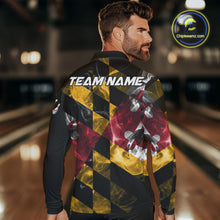Load image into Gallery viewer, Smoke Maryland Flag Black Bowling Polo, 1/4 Zip shirt for men Custom patriotic Team bowling jersey NQS10322