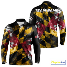 Load image into Gallery viewer, Smoke Maryland Flag Black Bowling Polo, 1/4 Zip shirt for men Custom patriotic Team bowling jersey NQS10322