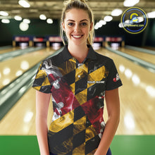 Load image into Gallery viewer, Smoke Maryland Flag Black Bowling Polo, 1/4 Zip shirt for Women Custom patriotic Team bowling jersey NQS10322