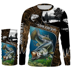Largemouth Bass Fishing UV protection Customize name long sleeves fishing shirts for men, women, kid NQS753