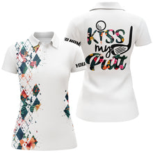 Load image into Gallery viewer, Tropical argyle pattern white Womens golf polo shirts custom name Kiss my putt women's golf tanks NQS6235