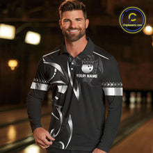 Load image into Gallery viewer, Black and Silver crown Bowling ball Polo, Quarter Zip Shirts for Men Custom Bowling Team jerseys NQS10537