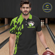 Load image into Gallery viewer, Black And Green Camo Custom Bowling Shirts For Men, Bowling Team Shirts NQS10753