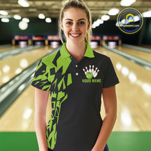 Load image into Gallery viewer, Black And Green Camo Custom Bowling Shirts For Women, Bowling Team Shirts NQS10753