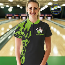 Load image into Gallery viewer, Black And Green Camo Custom Bowling Shirts For Women, Bowling Team Shirts NQS10753