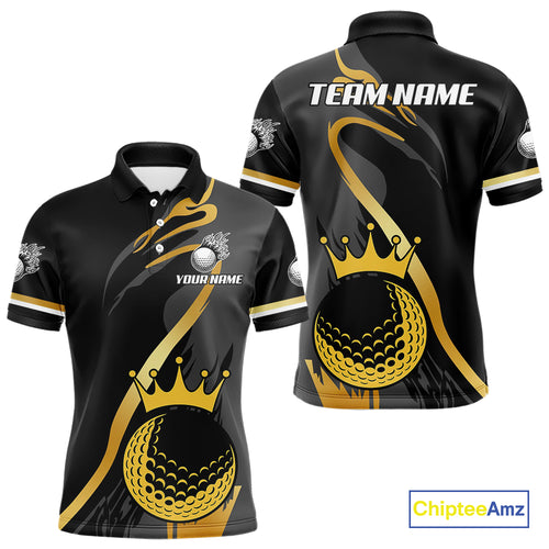 Black and Gold Crown Golf ball Men's golf polo shirts custom team golf tops for men NQS10757