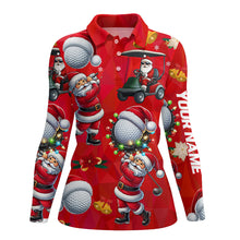 Load image into Gallery viewer, Funny Christmas Santa Golf Red pattern Women golf polo shirt custom Christmas golf tops for ladies NQS8807