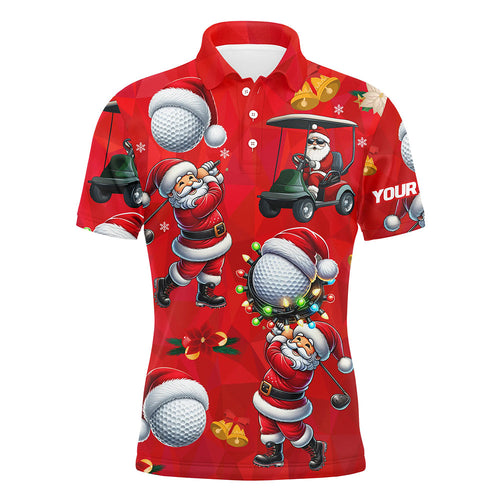 Funny Christmas Santa Golf Red pattern Men golf polo shirt custom Christmas golf tops for Men NQS8807