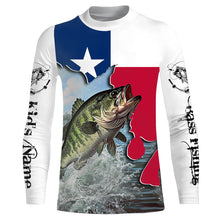 Load image into Gallery viewer, Texas Bass fishing UV protection Custom name long sleeves fishing shirt for adult and Kid NQS2714