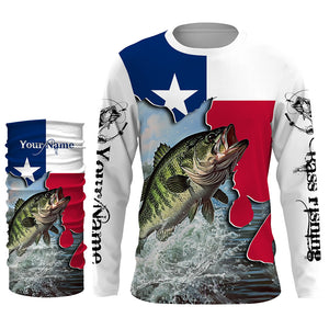 Texas Bass fishing UV protection Custom name long sleeves fishing shirt for adult and Kid NQS2714