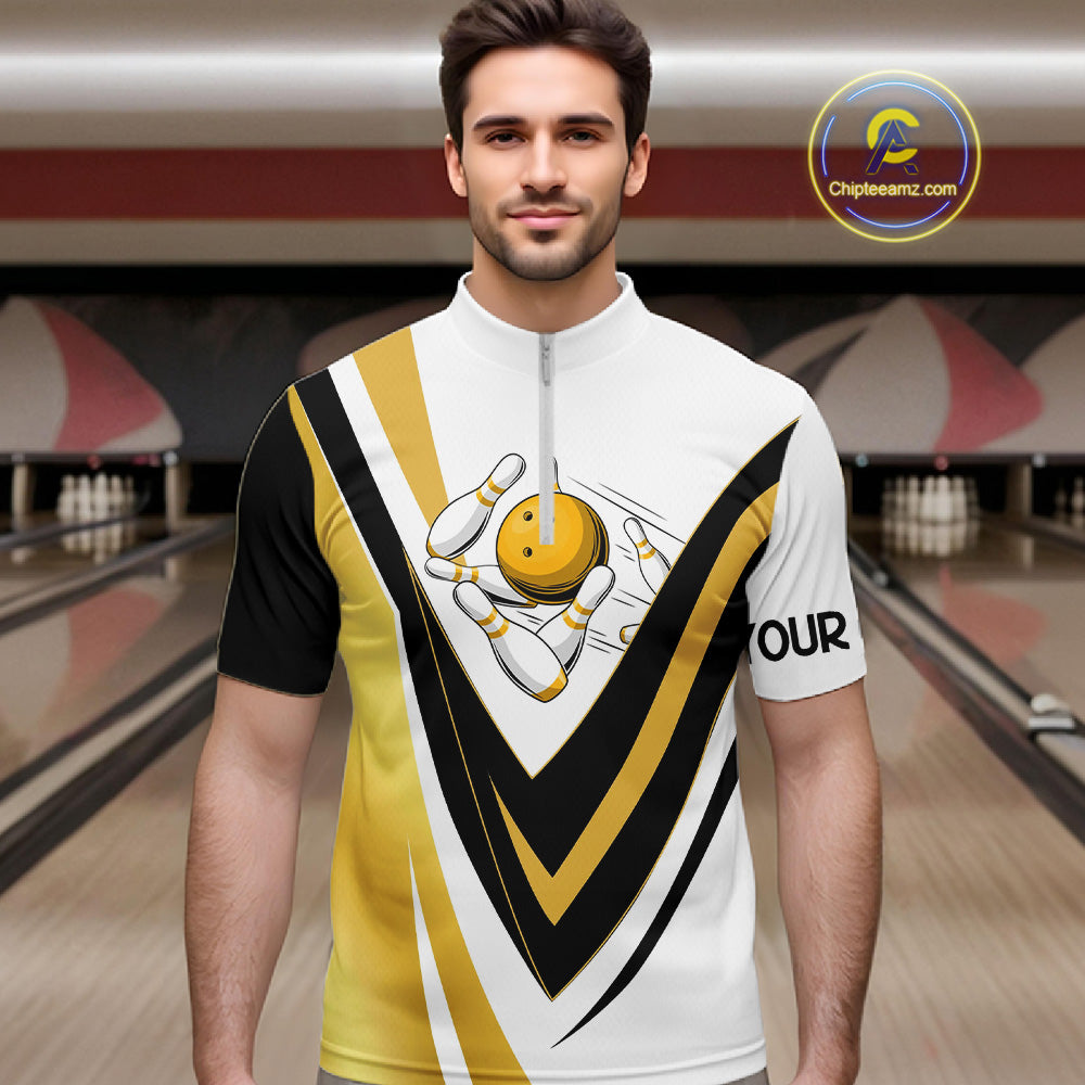 Custom Funny Bowling shirts for men I'm not swearing, I'm using my bowling words Gold bowl shirts NQS11548