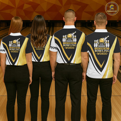 Custom Funny Bowling shirts for men I'm not swearing, I'm using my bowling words Gold bowl shirts NQS11548