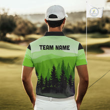 Load image into Gallery viewer, Green pattern forest Mens Disc golf polo shirts Custom team disc golf jerseys for men NQS10027
