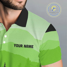Load image into Gallery viewer, Green pattern forest Mens Disc golf polo shirts Custom team disc golf jerseys for men NQS10027