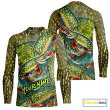 Load image into Gallery viewer, Personalized Northern Pike Fishing jerseys, Pike scales long sleeve fishing shirts uv protection NQS10333