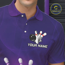 Load image into Gallery viewer, Purple Flame Bowling Polo, Quarter Zip Shirts For Men Custom Team Bowling Jersey Uniform NQS10768