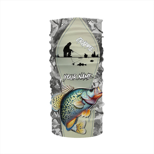 Personalized Winter camo Crappie Ice Fishing Shirts Custom Team Crappie Long Sleeve Fishing Jersey NQS9288