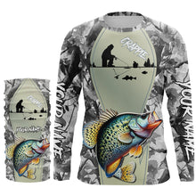 Load image into Gallery viewer, Personalized Winter camo Crappie Ice Fishing Shirts Custom Team Crappie Long Sleeve Fishing Jersey NQS9288