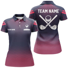 Load image into Gallery viewer, Blue Pink pattern Womens golf polos shirts custom female golf attire, golf outfit for girls NQS9290