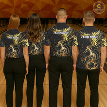 Load image into Gallery viewer, Black and Gold Lion Bowling Polo, 1/4 Zip Shirt for Women Custom Lion Bowling Team jerseys NQS11682