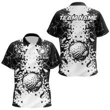 Load image into Gallery viewer, Black and White broken Golf ball Golf Polo Shirts For Kid Custom Team golf uniform Kid golf tops NQS9787