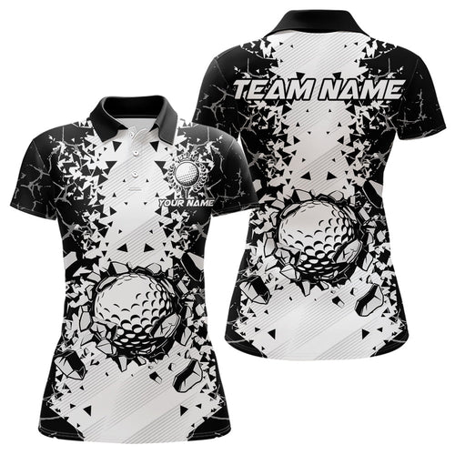 Black and White broken Golf ball Polo shirt for Women Custom Team golf uniform ladies golf tops NQS9787