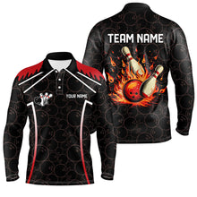Load image into Gallery viewer, Black camo Bowling League Jerseys For Men Custom Retro Flame Bowling Shirts For Team Bowlers | Red NQS7557
