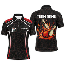 Load image into Gallery viewer, Black camo Bowling League Jerseys For Men Custom Retro Flame Bowling Shirts For Team Bowlers | Red NQS7557